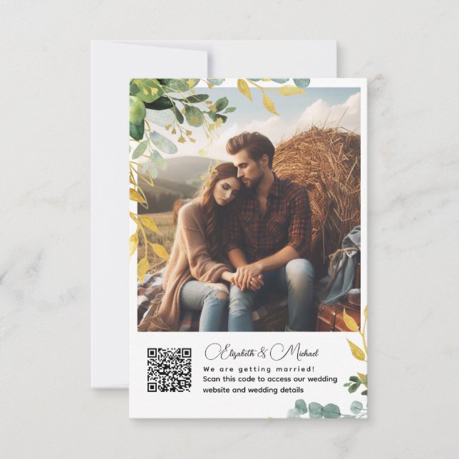 HOTO Details QR Rsvp Gift Registry Accommodation Card (Front)