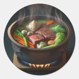 HotPot Soup imaged Plate Classic Round Sticker