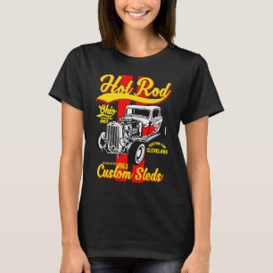 Hotrod Cleveland Ohio Automotive Nostalgia Distres T-Shirt