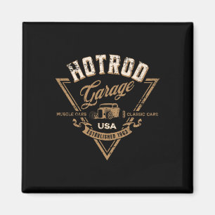 Hotrod Garage Usa Clic Car Hotrod Distressed Desig Magnet
