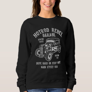 Hotrod Rebel Automotive Nostalgia Old Car Distress Sweatshirt