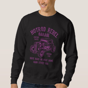 Hotrod Rebel Automotive Nostalgia Old Car Distress Sweatshirt