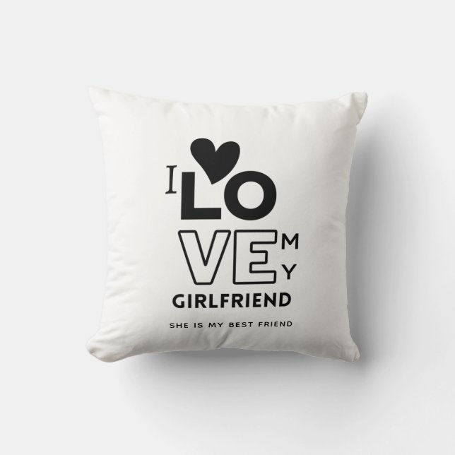 HOTTEST Girlfriend Alert! I Love My GF Award TEXT Cushion (Front)