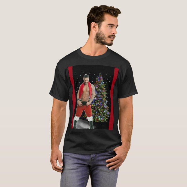 Hottest Hunk Buff Santa Christmas  T-Shirt (Front Full)