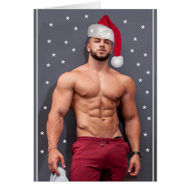 Hottest Hunks On The Planet Christmas Buff Santa  (Front)