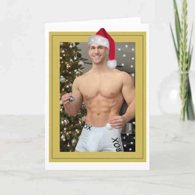 Hottest Hunks On The Planet! Christmas Buff Santa  Card (Front)
