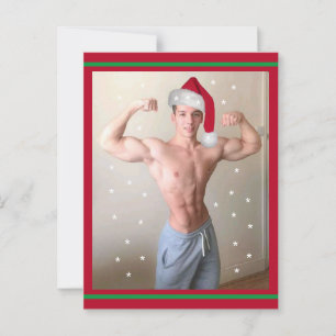 Hottest Hunks On The Planet! Christmas Buff Santa  Postcard