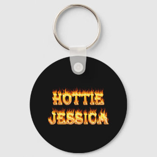 Hottie Jessica fire and flames. Key Ring