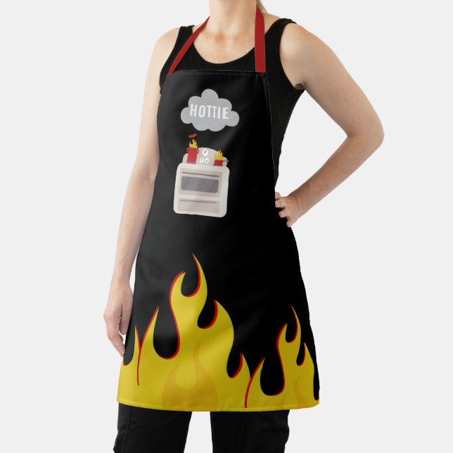 Hottie Kitchen Fire Flames Apron (Insitu)