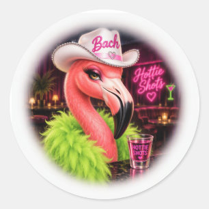 Hottie Shots Club Flamingo Bride Shot Glass Classic Round Sticker