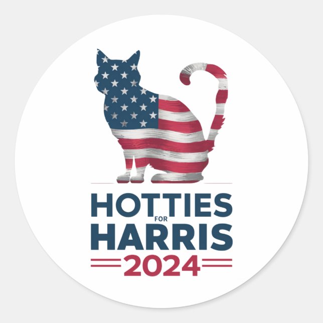 Hotties For Harris 2024 Cat Ladies Kamala Harris Classic Round Sticker (Front)