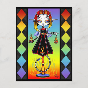 Hotty Pixie Stick Fire Starter Rainbow Postcard