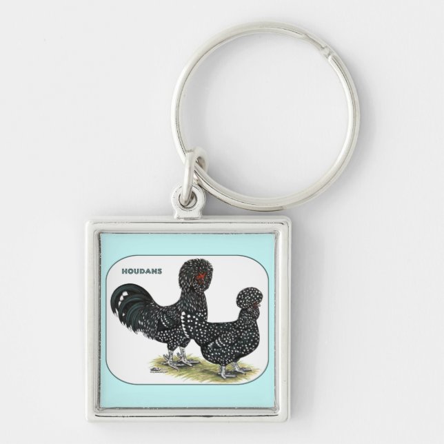Houdan Chickens Key Ring (Front)