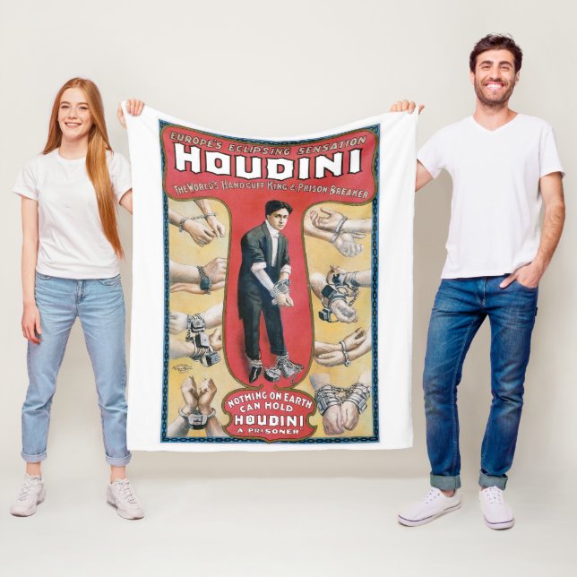 Houdini Famous Magician Vintage Fleece Blanket (In Situ)