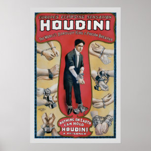 Houdini Handcuff King 1920's Vintage Style Magic Poster