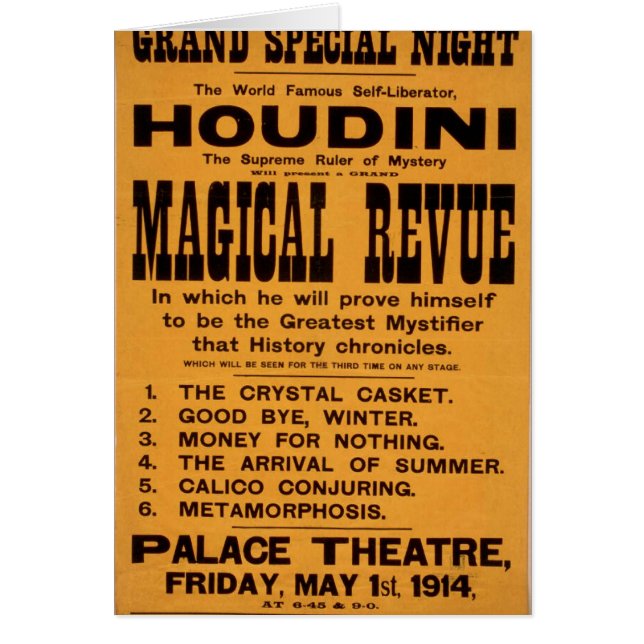 Houdini, 'Magical Revue' Retro Theatre (Front)