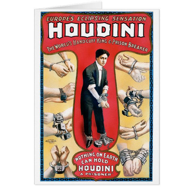 Houdini Magician 1909 Vintage Poster Restored (Front)