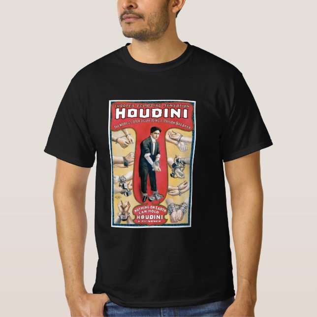Houdini ~ Vintage Handcuff Escape Artist T-Shirt (Front)
