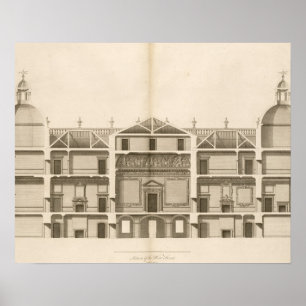 Houghton Hall: section of the West front, engraved Poster