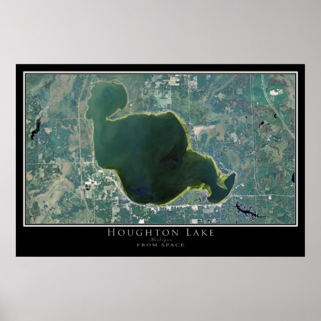 Houghton Lake Michigan Satellite Poster Map (Front)