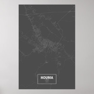 Houma, Louisiana (white on black) Poster