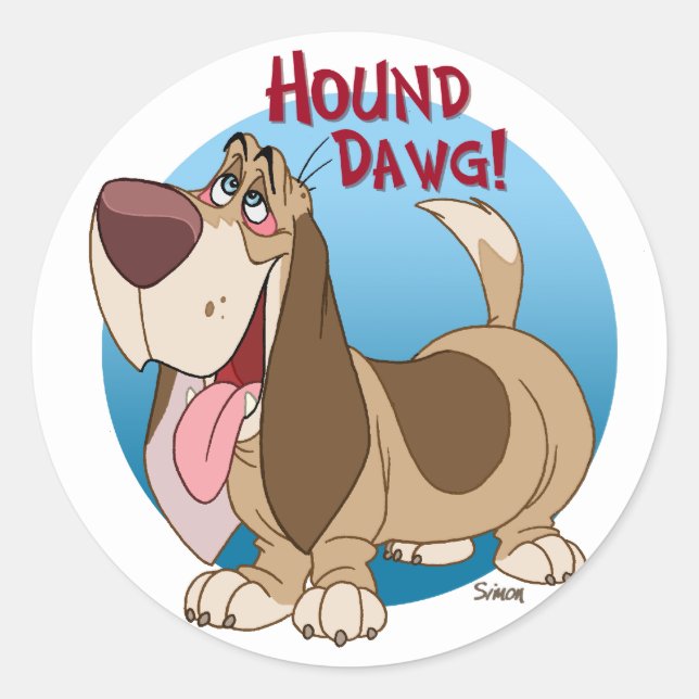 hound dawg classic round sticker (Front)