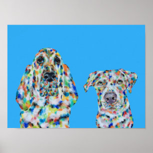 Hound Dog and Labrador Art Poster