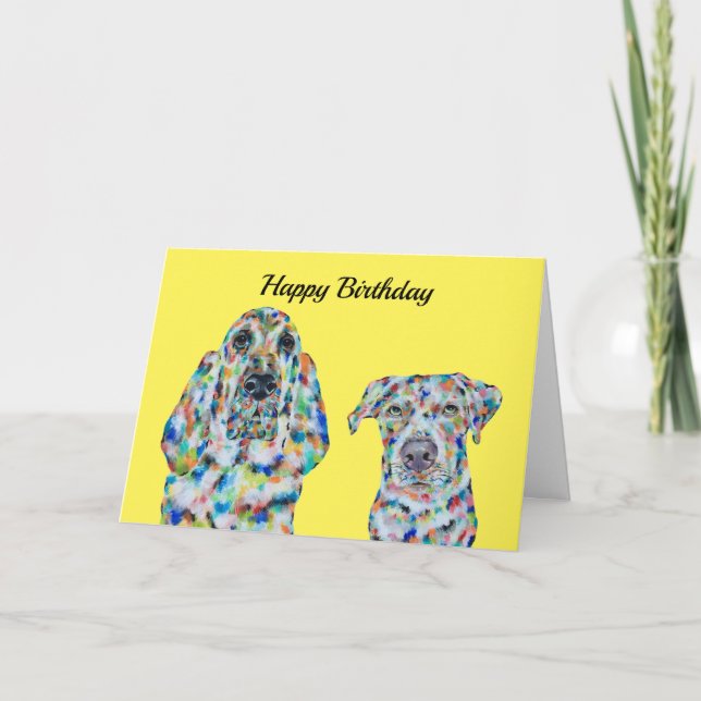 Hound Dog and Labrador Birthday Card (Front)