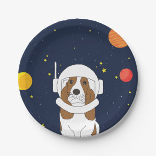 Hound Dog Astronaut Animal With Space Helmet Baby  Paper Plate