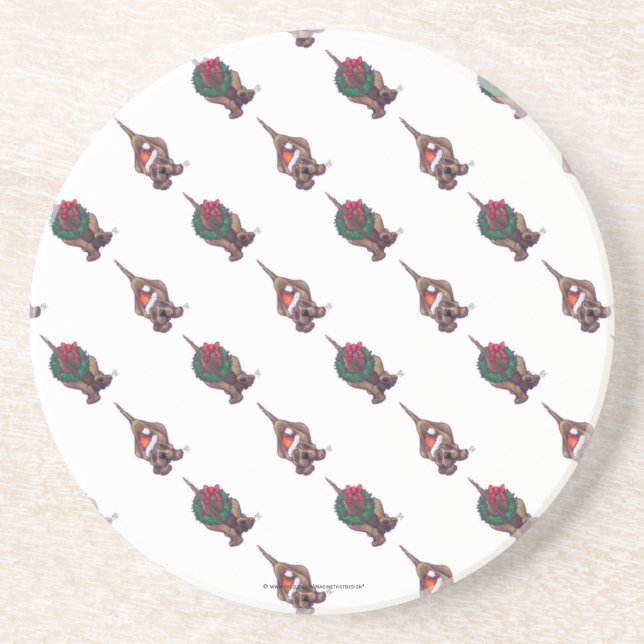 Hound Dog Christmas Coaster (Front)