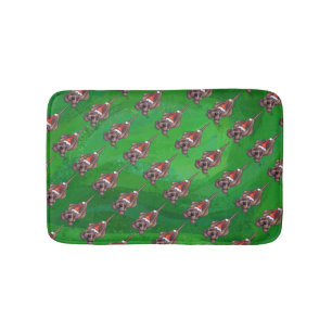Hound Dog Christmas On Green Bath Mat
