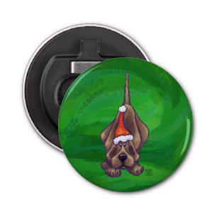 Hound Dog Christmas On Green Bottle Opener