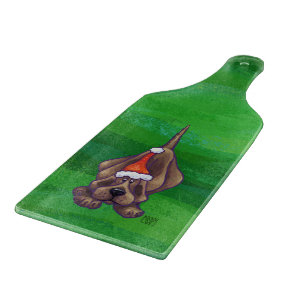 Hound Dog Christmas On Green Cutting Board