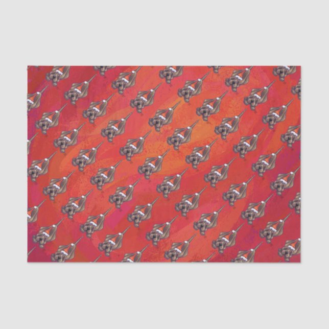 Hound Dog Christmas On Red Tissue Paper (Front)
