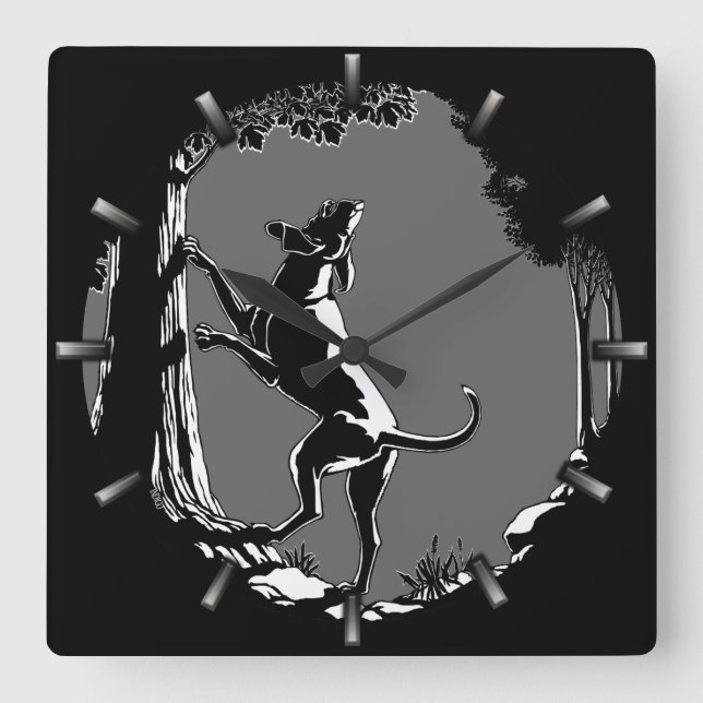 Hound Dog Clock Hunting Dog Art Wall Clock (Front)