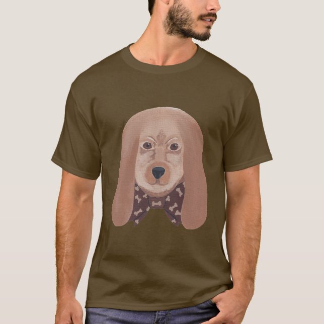 Hound Dog Face Bone Bow Tie Tee Shirts (Front)