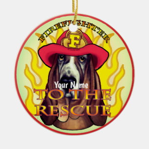 Hound Dog Firefighter ornament