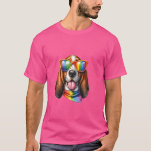 Hound Dog Rainbow Dog LGBT Puppy LGBTQ Love Pride T-Shirt