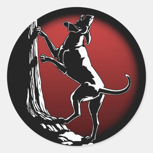 Hound Dog Stickers Hunting Dog Art Stickers (Front)