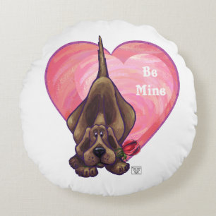 Hound Dog Valentine's Day Round Cushion