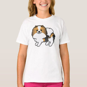 Hound Tricolor Pomeranian Cute Cartoon Dog T-Shirt