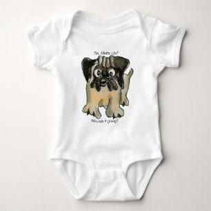 Hounds it Going? Cartoon Pug Dog Baby Bodysuit