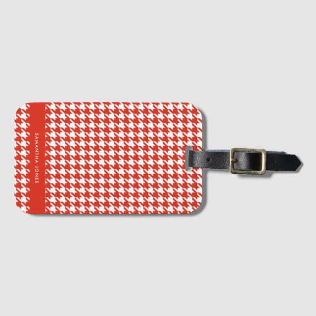Hounds Tooth Personalized  Luggage Tag (Front Horizontal)