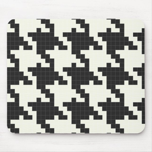 Hounds Tooth Pixel-Textured Mouse Pad (Front)