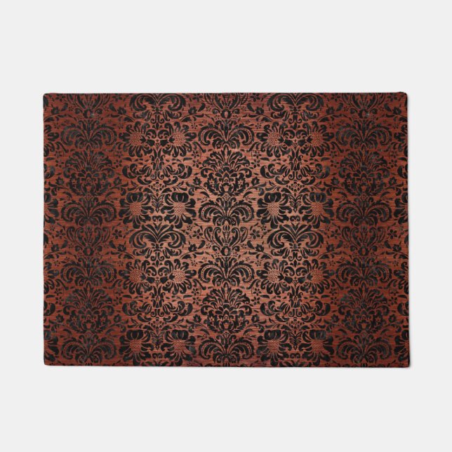 HOUNDSTOOTH1 BLACK MARBLE & COPPER BRUSHED METAL DOORMAT (Front)