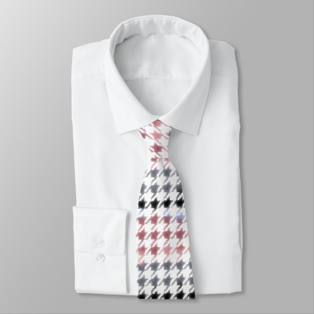 Houndstooth Abstract Watercolour Tie (Tied)
