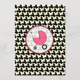Houndstooth and Pink Baby Shower Invitation