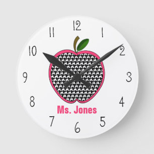 Houndstooth Apple Teacher Clock