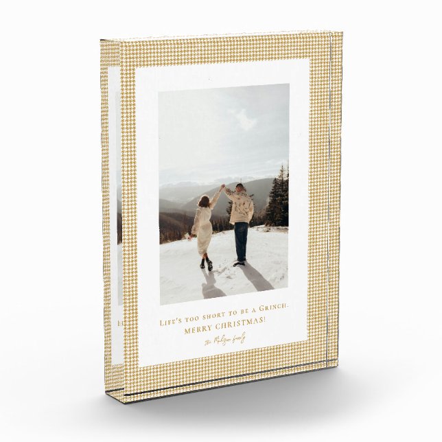 Houndstooth Aztec Gold frame photo  Block (Left)