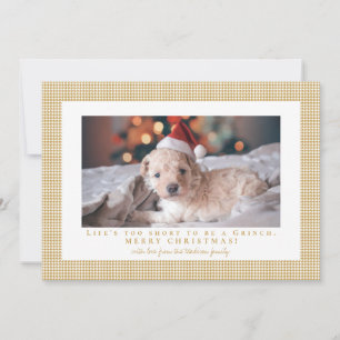 Houndstooth Aztec Gold frame photo Holiday Card